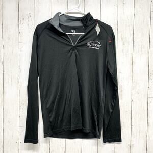 Badger Sport Sweater Men Size Small Black‎ Collared Quarter Zip Long Sleeve Logo